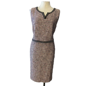 Talbots Dress Black Pink Orange Cream  16 Textured Cotton Sheath NWT $149